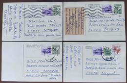 Yugoslavia 4 Travelled Postal Cards - Lettres & Documents