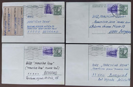 Yugoslavia 4 Travelled Postal Cards - Covers & Documents