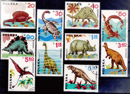 Poland 1965 Prehistoric Animals Mi#1570-1579 Used - Ungebraucht