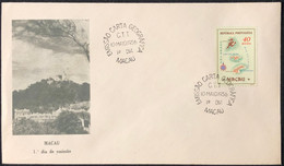 1956 GEOGRAPHIC CHART OF MACAU FDC X 4 COVERS ALL DIFFERENT - CAT. 85 EUROSOR COMPLETE SET. - Lettres & Documents