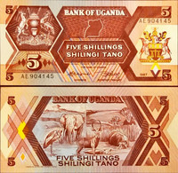 Uganda 5 Shilings Unc 1987 - Uganda