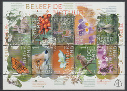 2021 Netherlands Fauna Bird Fox Flower Butterfly Beelef De Natur Duin En Kruidberg Block Of 10 MNH - Nuevos