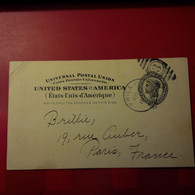 ENTIER UNITED STATES OF AMERICA POUR PARIS - Lettres & Documents