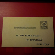 ENTIER UNITED STATES OF AMERICA NEW YORK LE ROY FERRY BANKER BROADWAY - Lettres & Documents
