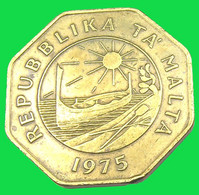 25 Cents - Malte - 1975 - Bronze - TB + - - Malta