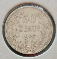 Belgium 1907 - 50 Centiem VL Zilver/Brede Baard - Leopold II - Morin 203 - Pr - 50 Centimes