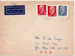 57424 - DDR - 1968 - 30Pfg. Ulbricht MiF A LpBf ZITTAU -> Glen Ellyn, IL (USA) - Storia Postale