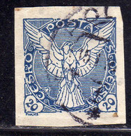 CZECHOSLOVAKIA CESKA CECOSLOVACCHIA 1918 1920 NEWSPAPER STAMPS WINDHOVER 20h USED USATO OBLITERE' - Zeitungsmarken