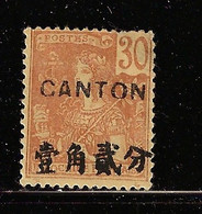 FRENCH OFFICES ABROAD 1906 CANTON SCOTT 39 MH - Unused Stamps