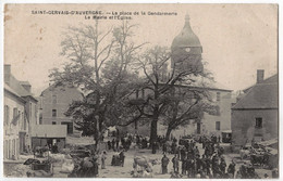 63 - SAINT-GERVAIS-D'AUVERGNE - CPA - La Place De La Gendarmerie - La Mairie Et L'Eglise - Saint Gervais D'Auvergne