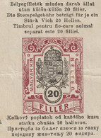AGRICULTURE Animal Passport PEST County SZENTENDRE - 1913 Hungary Romania  Serbia Slovakia KUK TAX REVENUE STAMP - Fiscale Zegels