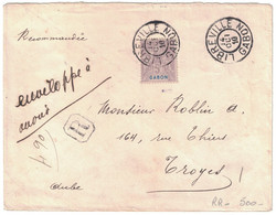 1910 - RARE LETTRE RECOMMANDÉE AFFRANCHIE Avec TIMBRE 5F GROUPE N° 32 SEUL CAD LIBREVILLE GABON Pour TROYES FRANCE - Covers & Documents