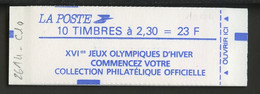 France - Frankreich Carnet 1990 Y&T N°CUC2614-C10 - Michel N°MH2751A*10 *** - 2,30f Marianne De Briat "Albertville 92" - Modernes : 1959-...
