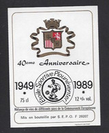 Etiquette De Vin De Table -  Etoile Sportives De Plounéventer  (29) - 40 ème Anniversaire 1949/89  - Thème Foot - Voetbal