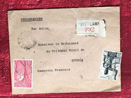 Fort-Lamy A.E.F. Tchad Français-N'Djamena-France(ex-colonie Protectorat)(1947)Lettre Recommandé Document☛Douala Cameroun - Covers & Documents