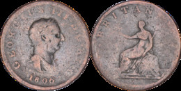 Grande-Bretagne - 1806 - 1/2 Penny - Georgius III - 02-076 - B. 1/2 Penny