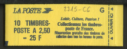 France - Frankreich Carnet 1991 Y&T N°CUC2715-C6 - Michel N°MH2589A*10 *** - 2,50f Marianne De Briat "loisir, Culture" - Modern : 1959-…