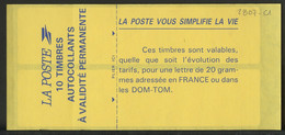 France - Frankreich Carnet 1993 Y&T N°CUCAD2807-C1 - Michel N°MHSK2945D*10 *** - (svi) Marianne De Briat "La Poste" - Modern : 1959-…