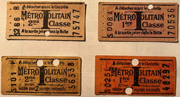 Metropolitain De Paris - Lot De 6 Tickets Tous Différents - 1e Et 2e Classe Simple Ou AR - Tarif I - Usagés - Europe