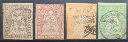 SWITZERLAND 1858 - Canceled - Sc# 36, 38, 39, 40 - Used Stamps