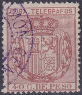 1890-113 CUBA SPAIN ESPAÑA 1890 40c TELEGRAPH TELEGRAFOS USED RARE. - Telegraphenmarken