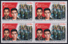 2021.27 CUBA MNH 2021 ANIV 60 LITERACY CAMPAING MANUEL ASCUNCE CONRADO BENITEZ. BLOCK 4. - Unused Stamps