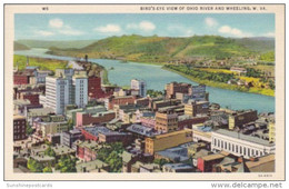 West Virginia Wheeling Birds Eye View Showing The Ohio River Curteich - Wheeling