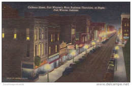 Indiana Fort Wayne Calhoun Street At Night Curteich - Fort Wayne