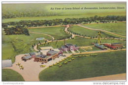 Illinois Lockport-Joliet Air View Of Lewis School Of Aeronautics  Curteich - Joliet