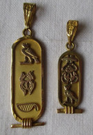 2x Eleganter 750er Gold Ketten Anhänger Ägypten Mit Hieroglyphen (129250) - Halsketten