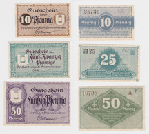 Kompletter Satz 10 - 50 Pfennig Banknoten Notgeld Stadt Crimmitschau (136035) - Zwischenscheine - Schatzanweisungen