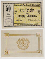 50 Pfennig Banknote Pegau Bismarck Denkmal Ausschuss Ohne Datum (120726) - Zwischenscheine - Schatzanweisungen