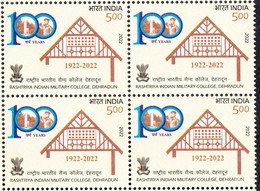 INDIA  2022   100 Years Of Rashtriya Indian Military College, Dehradun   Centenary Year, BLOCK Of 4, MNH (**) - Unused Stamps