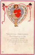 Fêtes : Saint Valentin - Valentine Greetings : This Valentine On It's Journey . Petite Fille Portant Un Coeur : N° 70SA - Valentine's Day