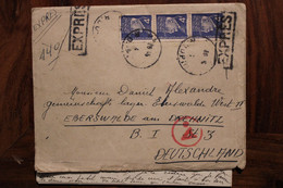 Allemagne France 1944 Eberswalde LAGER Censure Ae Enveloppe Cover Reich STO Expres Bande Petain - Guerra Del 1939-45