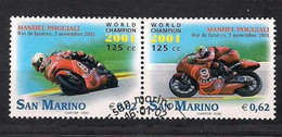 San Marino Saint-Marin 2002 Yvertn° 1791-1792 (°) Oblitéré Used Cote 3,50  € Motocyclisme - Oblitérés