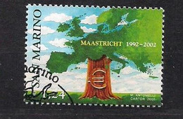 San Marino Saint-Marin 2002 Yvertn° 1818 (°) Oblitéré Used Cote 3 € Traite De Maastricht Verdrag - Oblitérés