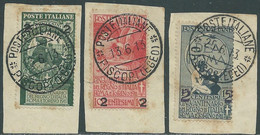 1913 REGNO USATO SOPRASTAMPATI 3 VALORI ANNULLO PISCOPI EGEO - RB26-10 - Egée (Piscopi)