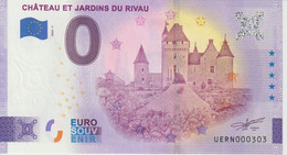 Billet Touristique 0 Euro Souvenir France 37 Chateau Du Rivau 2022-1 N°UERN000303 - Privatentwürfe