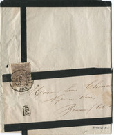 N°25 - 5C BRUN PETIT LION DENTELÉ (PLI) OBL. CHARLEROY SUR IMPRIME SOUS BANDE (INCOMPLÈTE AU VERSO), SEPT. 1866 - 1866-1867 Coat Of Arms
