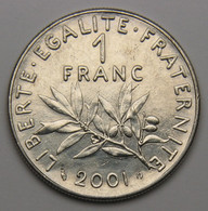 1 Franc Semeuse 2001, Nickel - V° République - 1 Franc