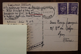 France 1942 Vichy Service De L'Armistice Hötel Thermal Flamme Cover Petain 60c WW2 WK2 Texte Rare Voir Dos Pont Briand - Guerre De 1939-45