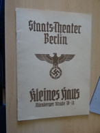 1 Heft "Staats-Theater Berlin  "Kleines Haus  1939 - Théâtre & Scripts