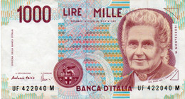 ITALIA  1000 LIRE - 1994 -MONTESSORI -  P-114  Circ. Xf - Firme: Antonio Fazio = Angelo Amici - 1.000 Lire