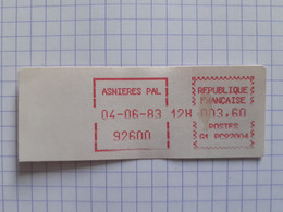 Asnières Pal 92600 - 04-06-83 - G1 PC 92004 Tarif 3.60 - 1981-84 Types « LS » & « LSA » (prototypes)