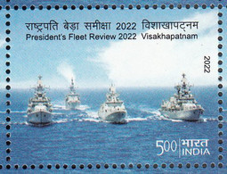 INDIA, 2022, FLEET REVIEW OF INDIAN NAVY BY PRESIDENT OF INDIA, VISAKHAPATNAM, 1v MNH(**) - Unused Stamps