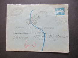 1926 Säerin Retour Beleg Stempel Ra3 Retour A L'Envoyeur 33 Notaire In Bourgueil Nach Paris Rückseitig Vermerke - Lettres & Documents