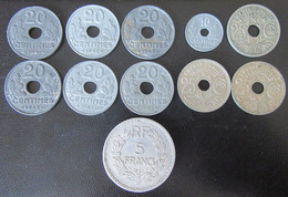 France - 11 Monnaies 20e Siècle Entre 1918 Et 1945 Dont Lindauer, Etat Français, Lavrillier - Collections