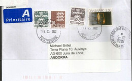 Lettre 2022, Art Décoratif Danois,  à Andorra, Avec Timbre à Date - Covers & Documents