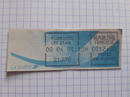 Plombières Les Dijon 21370 - 06-04-91 - G02 PC21485 Tarif 12.00 - Encre Noire - 1988 Type « Comète »